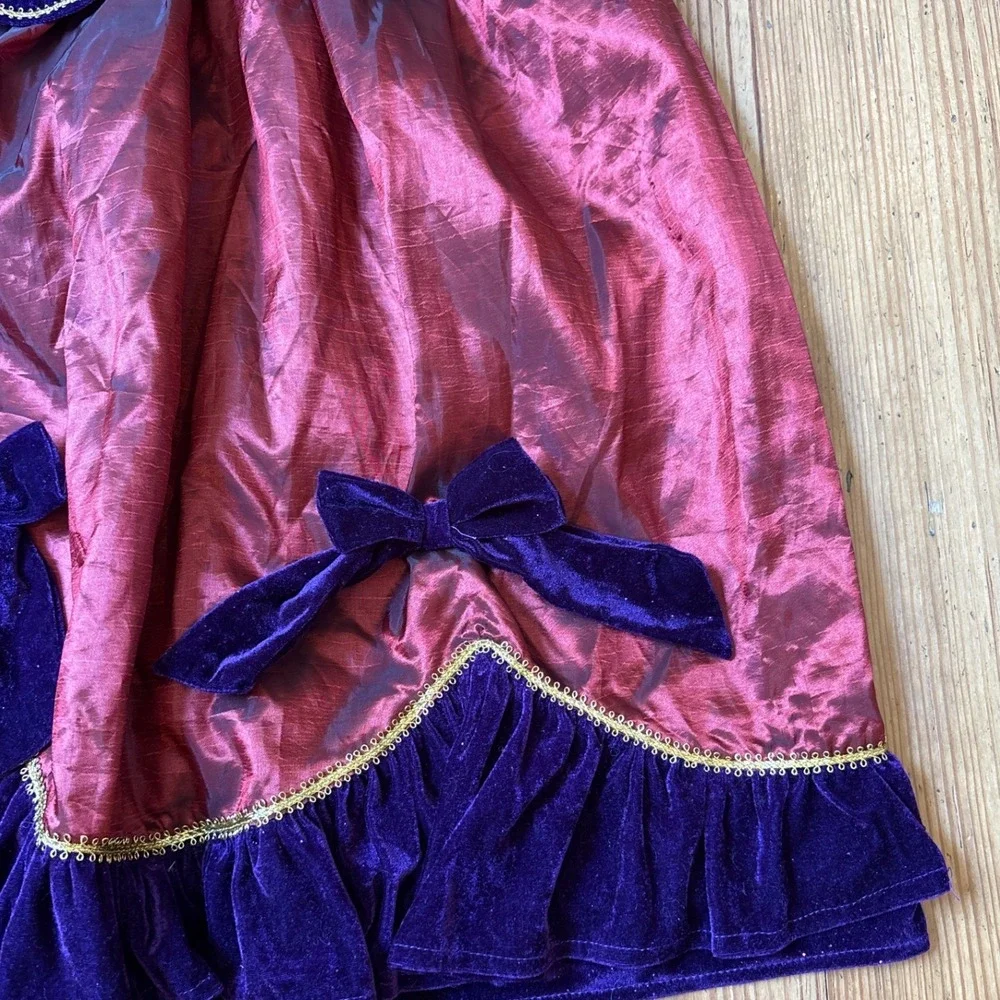 Pottery Barn Kids Costume Dress Girls Burgundy Purple Velvet Gold Trim SIZE 7/8